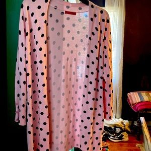 Pink and black polka dot cardigan